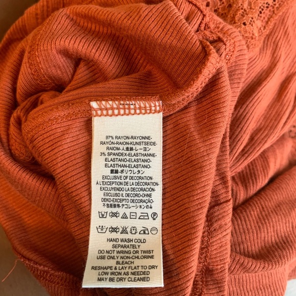 Free People Backless Orange Dress with Lace Detail - Picture 6 of 6